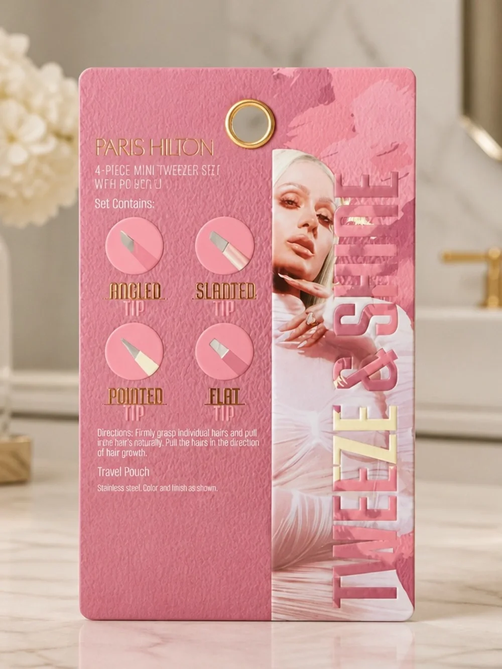 Paris Hilton 4 Pc Mini Tweezer Set with Pouch